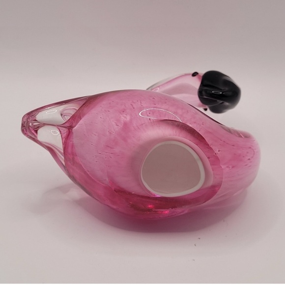 Elegant Pink Glass Flamingo Sculpture - Picture 4 of 7